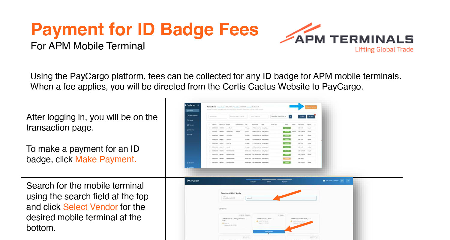 Payment for <br>ID Badge Fees