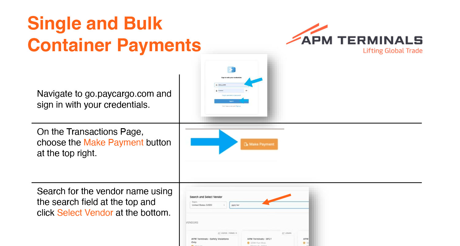 Single and Bulk Container Payments
