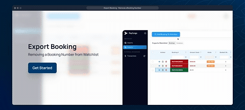 Export Booking Remove a Booking Number
